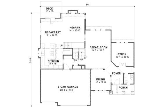 Floor Plan - Main Floor for Traditional House Plan #67-876 - 4 bed, 3.5 bath