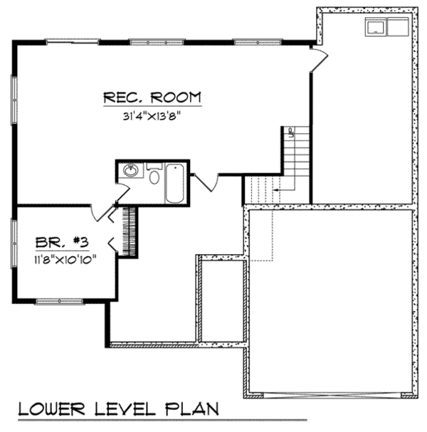 Architectural House Design - Traditional Floor Plan - Lower Floor Plan #70-792