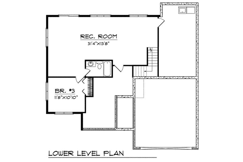 House Blueprint - Floor Plan - Lower Floor for Traditional House Plan #70-792 - 3 bed, 3 bath