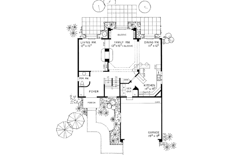 Architectural House Design - Floor Plan - Main Floor for Traditional House Plan #72-329 - 3 bed, 3 bath