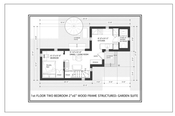 Floor Plan - Main Floor for Modern House Plan #905-10 - 2 bed, 1 bath