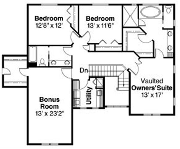 House Design - Traditional Floor Plan - Upper Floor Plan #124-743
