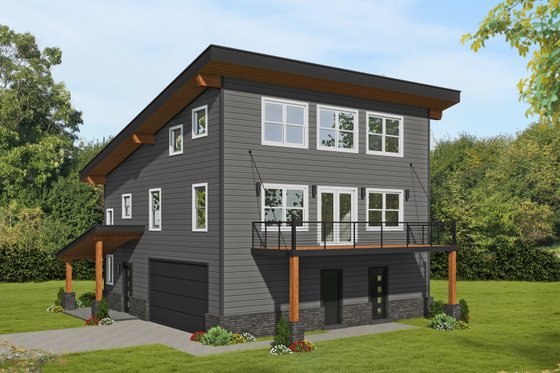 Exterior - Front Elevation 3 for Contemporary House Plan #932-453 - 3 bed, 3.5 bath