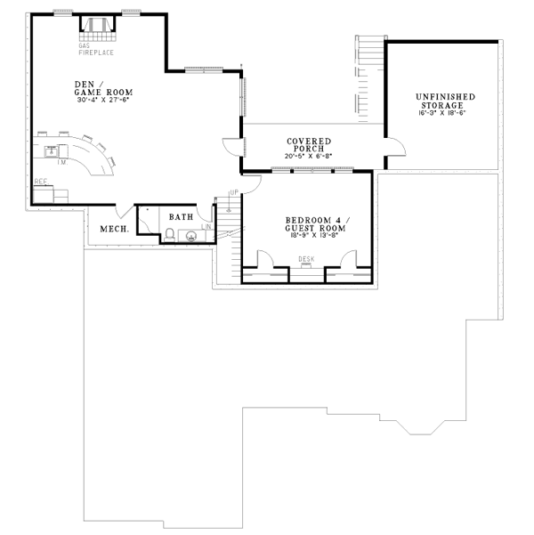 House Blueprint - European Floor Plan - Lower Floor Plan #17-171