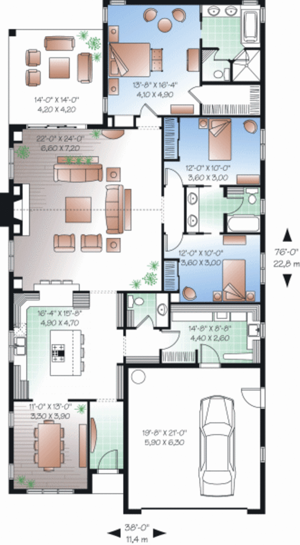 Architectural House Design - Mediterranean Floor Plan - Main Floor Plan #23-2212