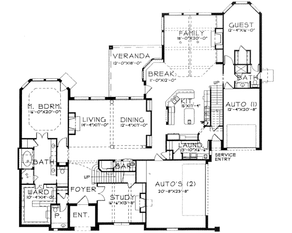 European Floor Plan - Main Floor Plan #141-148