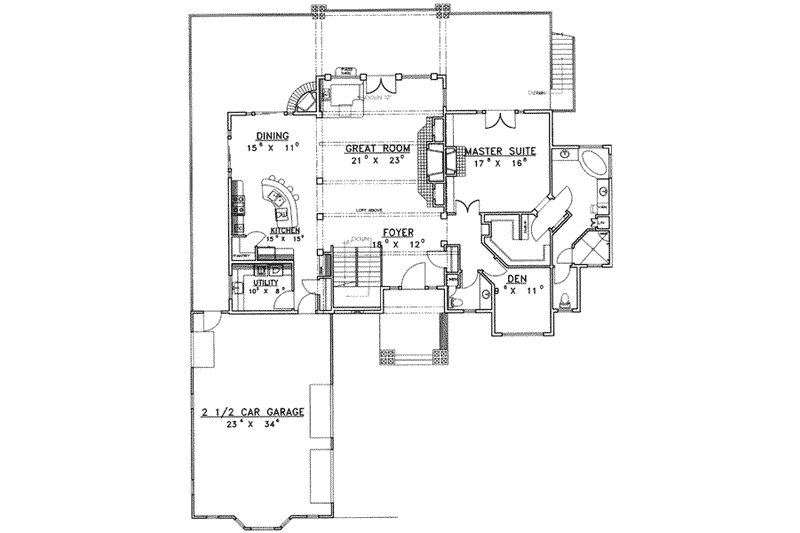 Dream House Plan - Floor Plan - Main Floor for Bungalow House Plan #117-386 - 3 bed, 3.5 bath