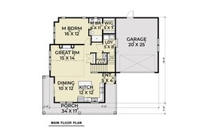 Floor Plan - Main Floor for Contemporary House Plan #1070-83 - 4 bed, 2.5 bath