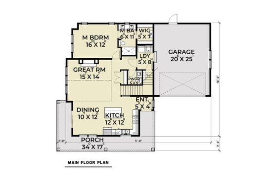 Floor Plan - Main Floor for Contemporary House Plan #1070-83 - 4 bed, 2.5 bath