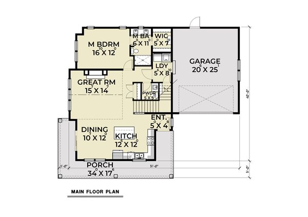 Contemporary Floor Plan - Main Floor Plan #1070-83