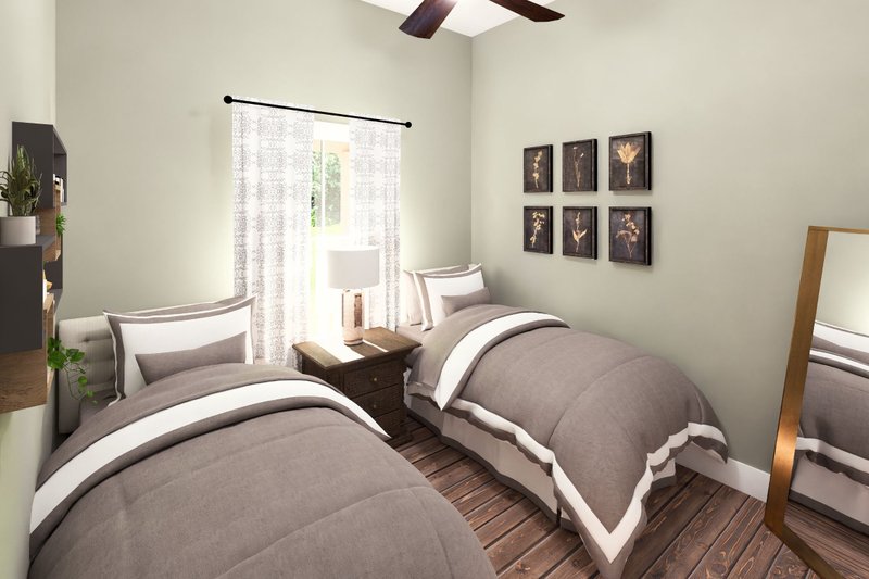 Architectural House Design - Interior - Bedroom 1 for Cottage House Plan #44-307 - 2 bed, 1 bath