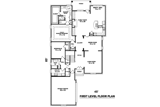 Floor Plan - Main Floor for European House Plan #81-1233 - 4 bed, 3 bath