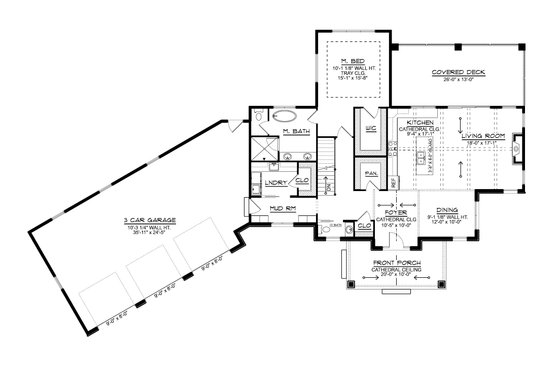 Floor Plan - Main Floor for Country House Plan #1064-357 - 1 bed, 1 bath