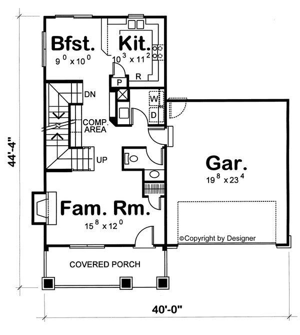 Cottage Floor Plan - Main Floor Plan #20-1209