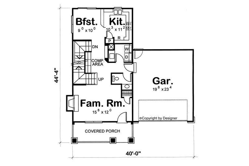 Home Plan - Floor Plan - Main Floor for Cottage House Plan #20-1209 - 3 bed, 2.5 bath
