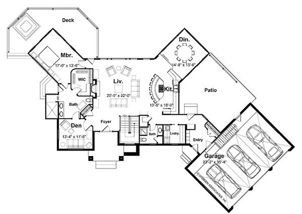 House Design - Floor Plan - Main Floor for Farmhouse House Plan #928-420 - 3 bed, 3.5 bath