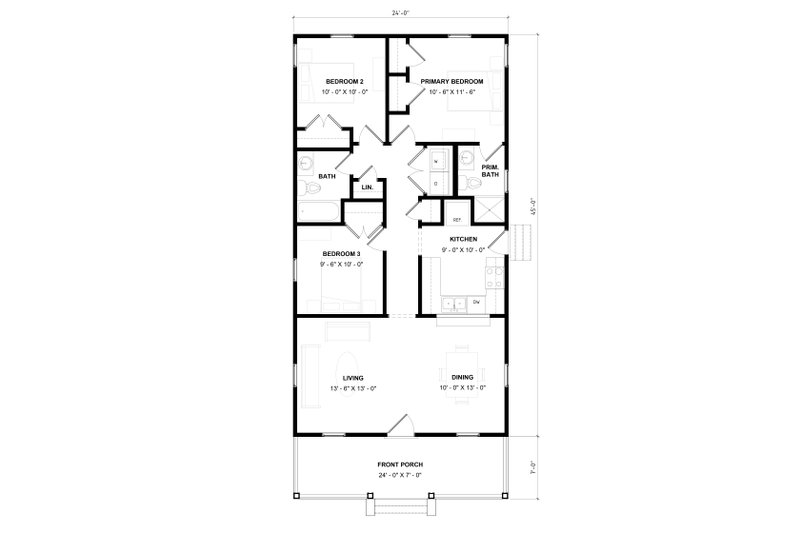 House Design - Floor Plan - Main Floor for Craftsman House Plan #936-22 - 3 bed, 2 bath