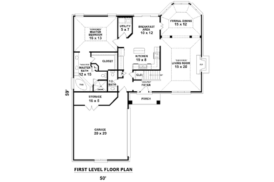 Floor Plan - Main Floor for European House Plan #81-13815 - 3 bed, 2.5 bath