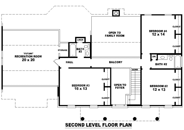 Colonial Floor Plan - Upper Floor Plan #81-854