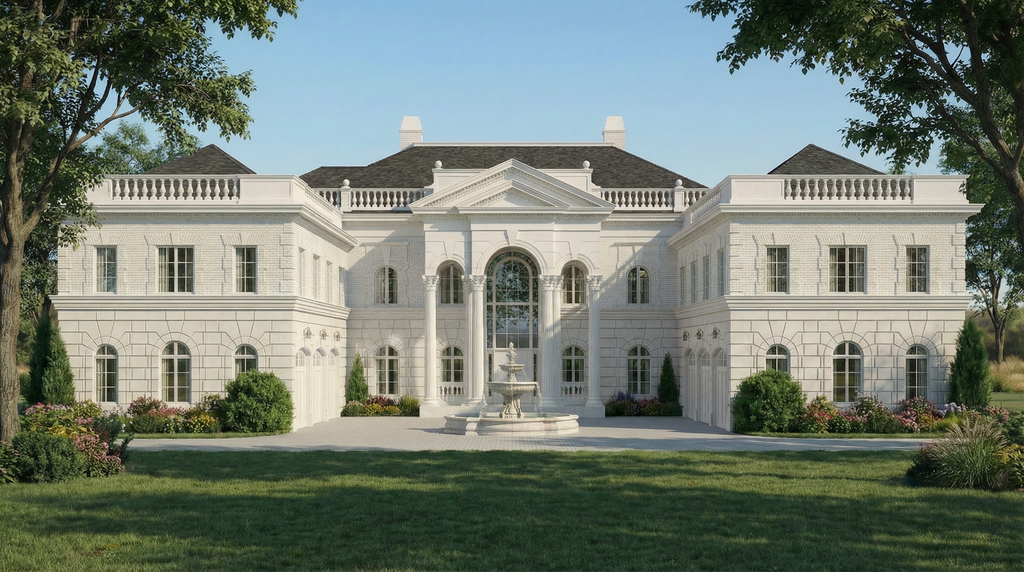 Exterior - Front Elevation 2 for European House Plan #119-178 - 5 bed, 7.5 bath