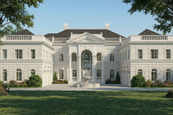 Exterior - Front Elevation for European House Plan #119-178 - 5 bed, 7.5 bath