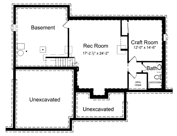 Architectural House Design - Traditional Floor Plan - Lower Floor Plan #46-416