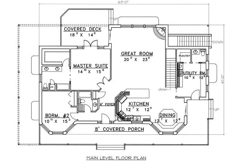 Home Plan - Floor Plan - Main Floor for Country House Plan #117-522 - 4 bed, 3.5 bath