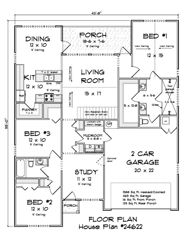 House Blueprint - Cottage Floor Plan - Main Floor Plan #513-2415