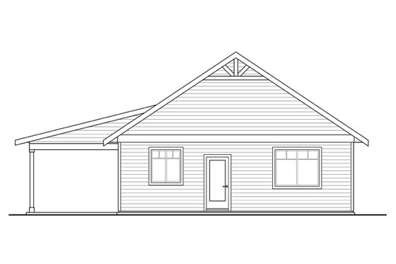 Exterior - Rear Elevation for Cottage House Plan #124-1221, 1 bath