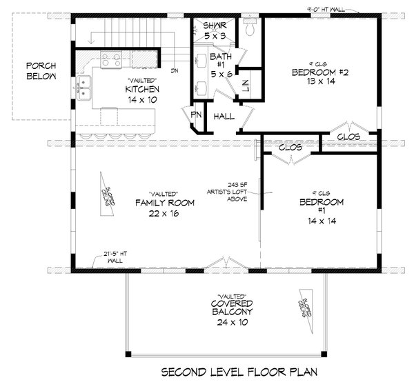 House Blueprint - Contemporary Floor Plan - Upper Floor Plan #932-561