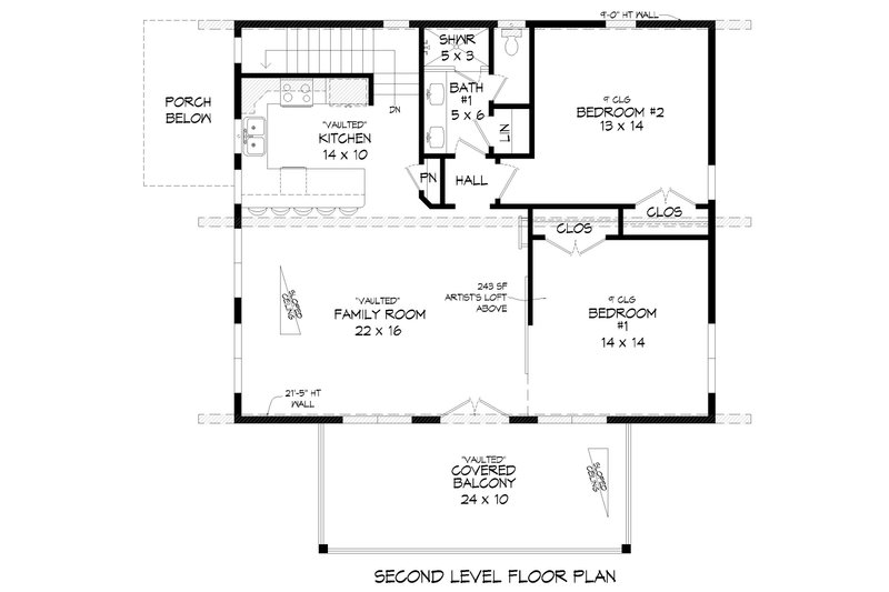 Architectural House Design - Floor Plan - Upper Floor for Contemporary House Plan #932-561 - 3 bed, 2 bath