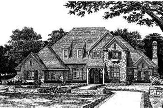 Exterior - Front Elevation for European House Plan #310-167 - 5 bed, 3.5 bath