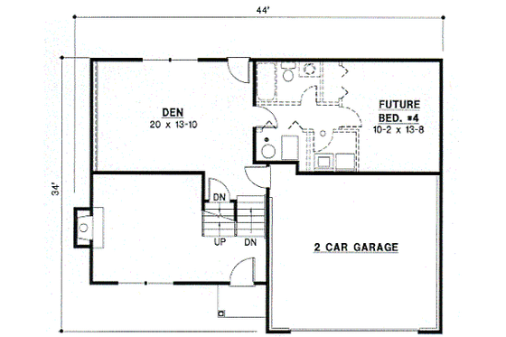 Floor Plan - Lower Floor for Traditional House Plan #67-661 - 3 bed, 2 bath