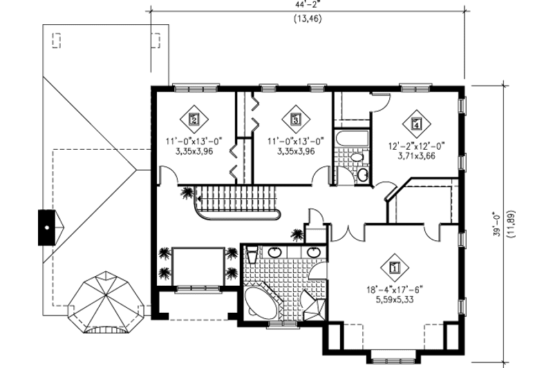 House Plan Design - Floor Plan - Upper Floor for European House Plan #25-258 - 4 bed, 2.5 bath