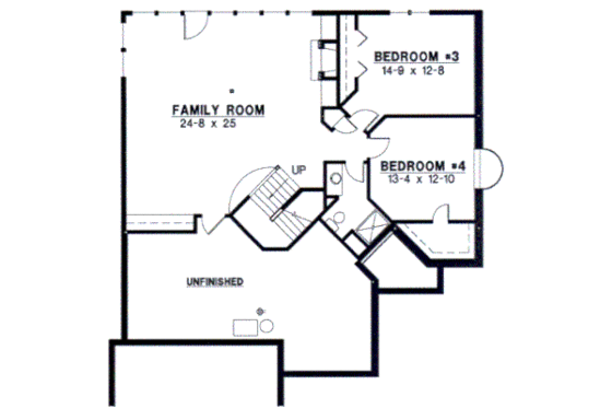 Floor Plan - Lower Floor for Traditional House Plan #67-527 - 4 bed, 3.5 bath