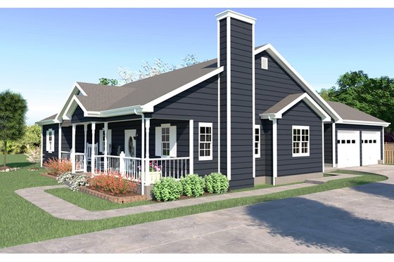 Exterior - Front Elevation 3 for Farmhouse House Plan #57-117 - 3 bed, 2 bath