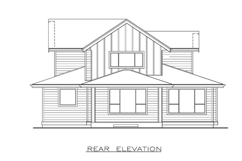 House Design - Exterior - Rear Elevation for Farmhouse House Plan #1100-9 - 4 bed, 2.5 bath