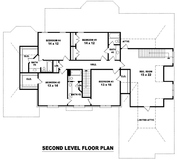 Colonial Floor Plan - Upper Floor Plan #81-1296