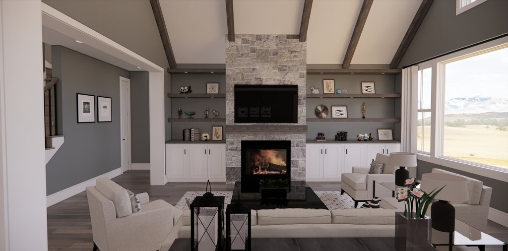 Interior - Family Room for Farmhouse House Plan #51-1569 - 3 bed, 3 bath