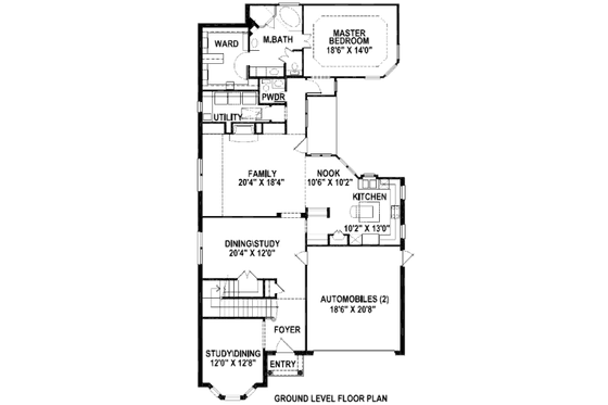 Floor Plan - Main Floor for European House Plan #141-193 - 3 bed, 2.5 bath