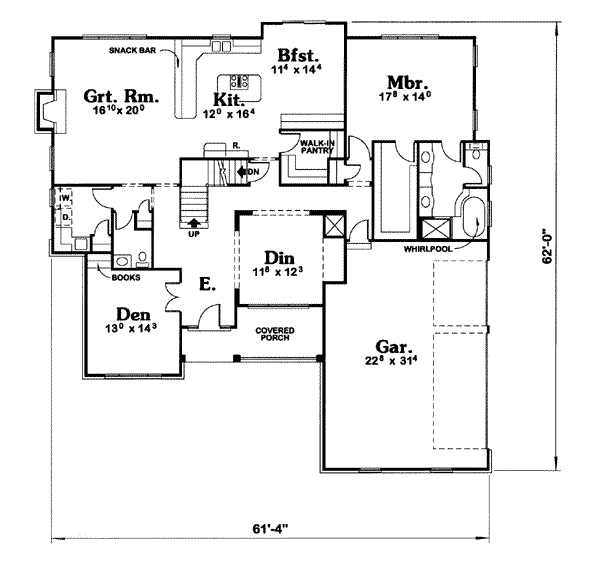 Traditional Style House Plan - 4 Beds 2.5 Baths 3074 Sq/Ft Plan #20 ...