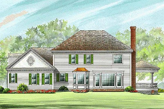 Exterior - Rear Elevation for Colonial House Plan #137-119 - 4 bed, 3.5 bath