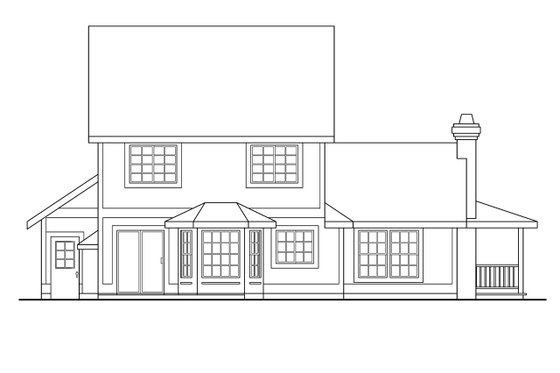 Exterior - Rear Elevation for Farmhouse House Plan #124-171 - 3 bed, 2.5 bath