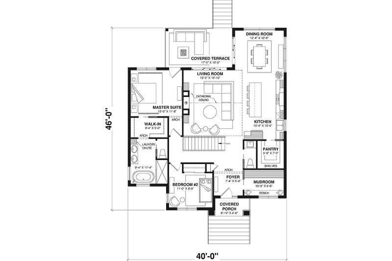 House Design - Floor Plan - Main Floor for Bungalow House Plan #23-2821 - 4 bed, 2.5 bath