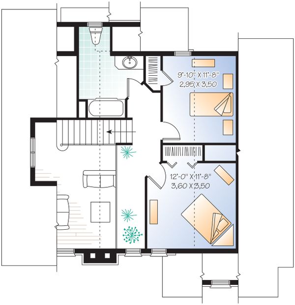 House Plan Design - Cottage Floor Plan - Upper Floor Plan #23-2047