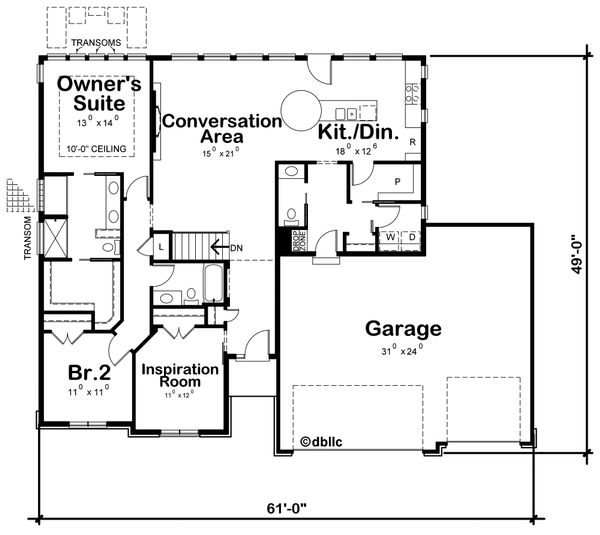 House Design - Ranch Floor Plan - Main Floor Plan #20-2297