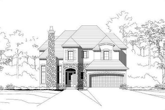 Exterior - Front Elevation for European House Plan #411-651 - 4 bed, 4.5 bath