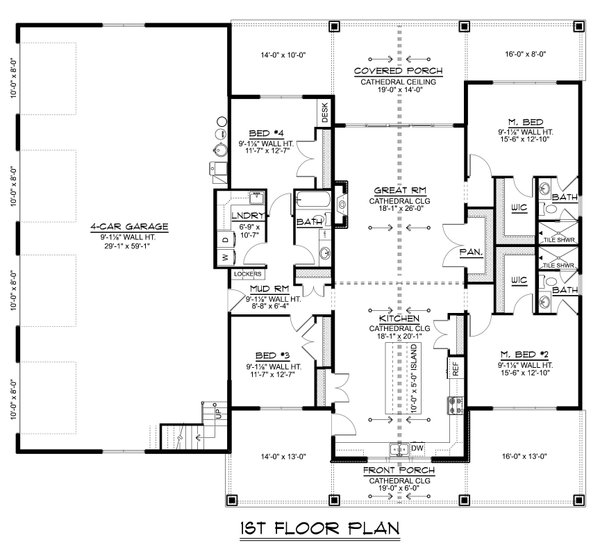Architectural House Design - Floor Plan - Main Floor for Ranch House Plan #1064-510 - 4 bed, 3 bath