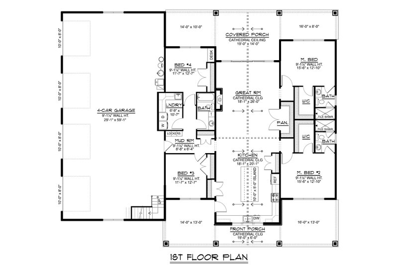 Architectural House Design - Floor Plan - Main Floor for Ranch House Plan #1064-510 - 4 bed, 3 bath