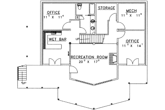 Floor Plan - Lower Floor for Modern House Plan #117-458 - 3 bed, 3 bath